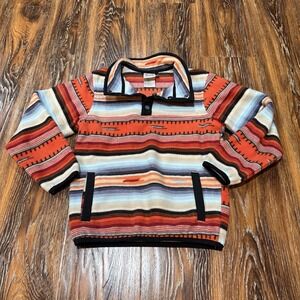 Cinch Sweater Kids S 6/8 Orange Serape Aztec Fleece Pullover Western Boys Girls